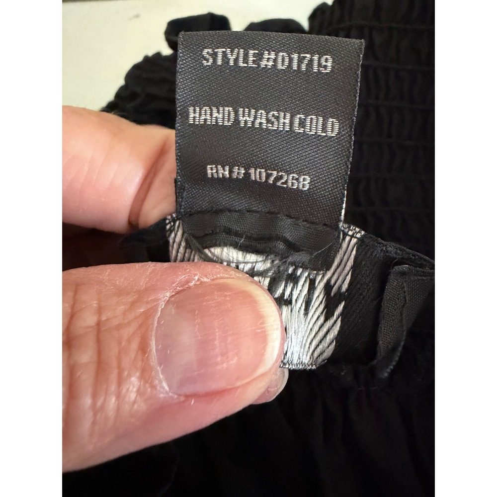 Blanc Studio Babydoll Dress Womens Black Smocked Tiered Ruffle Sleeve Mini - Picture 13 of 13